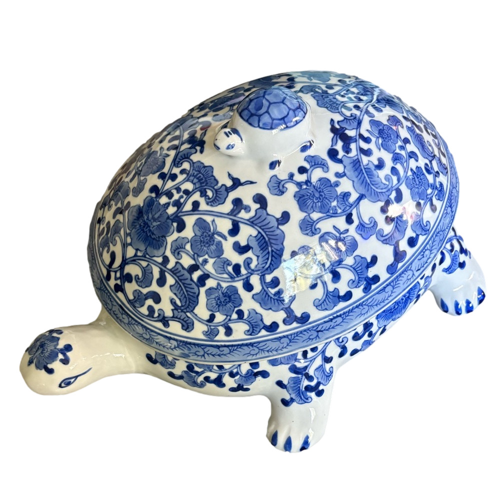 Blue and White Ceramic Turtle Canister - Picture 4 of 7